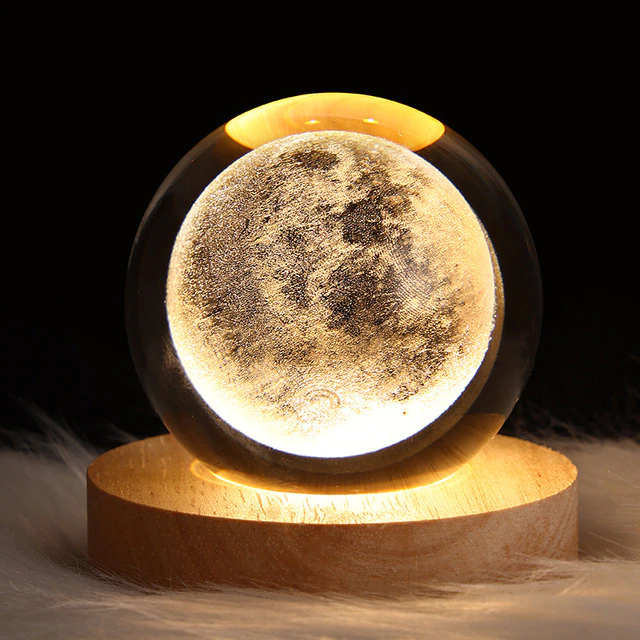 GLOWING PLANETARY GALAXY ASTRONAUT CRYSTAL BALL