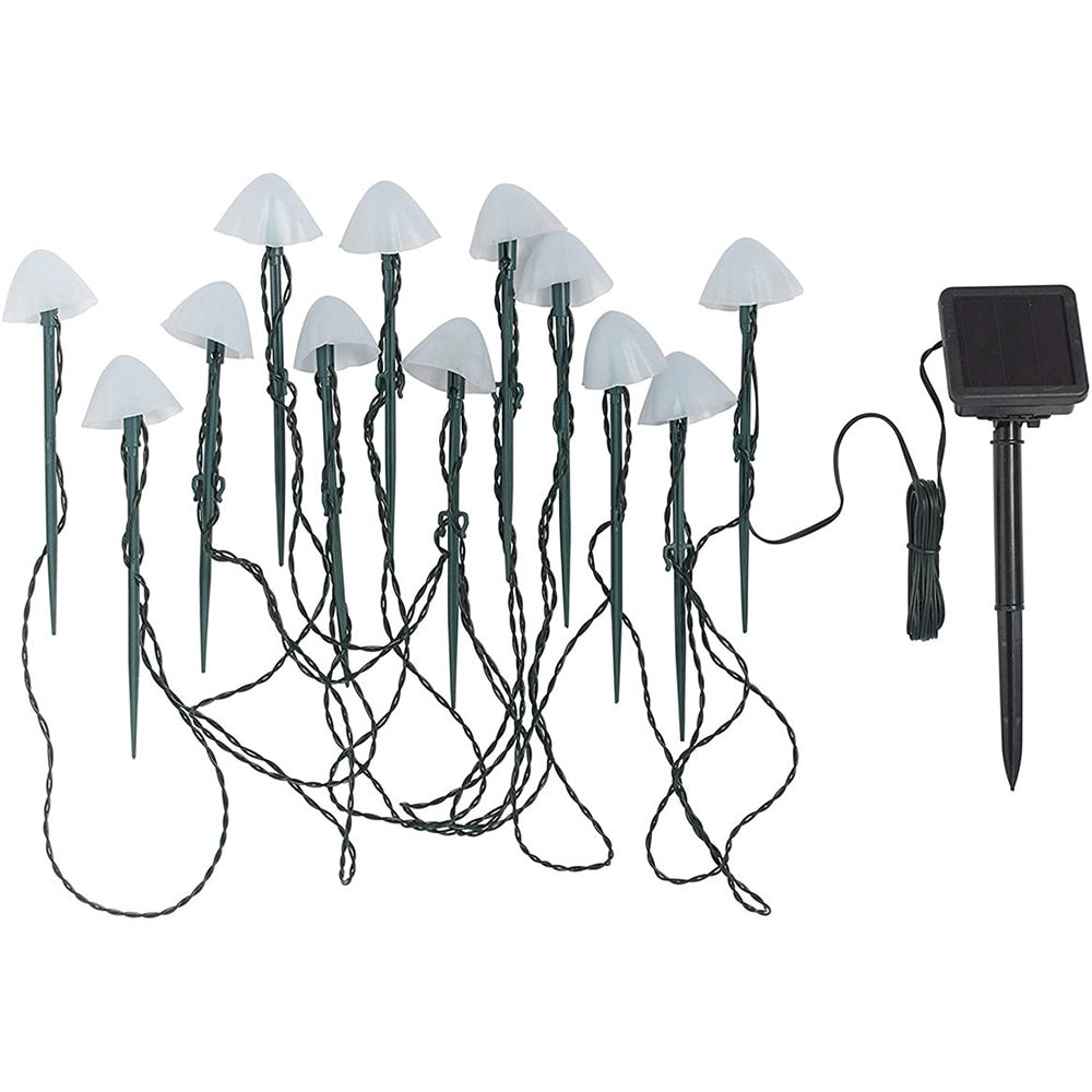 LED Solar Mushroom String Lights Outdoor