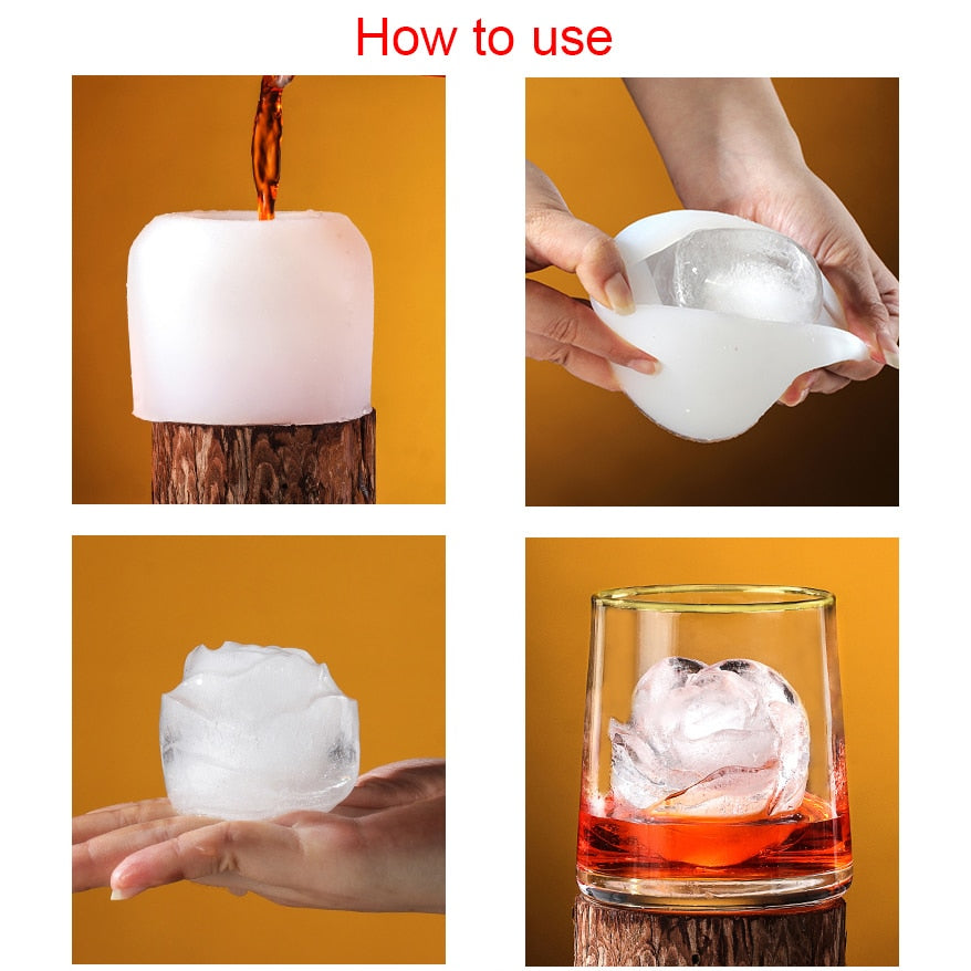 3D Silicone Rose Shape Ice Cube Mold