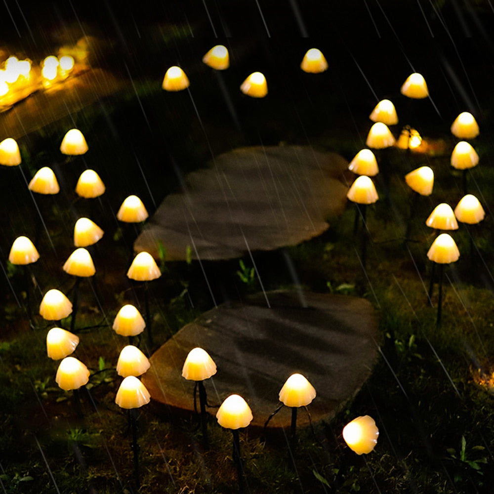 LED Solar Mushroom String Lights Outdoor