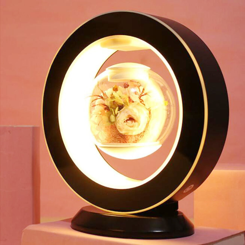 Magnetic Levitation Immortal Flower LED Home Decor Night Lamp