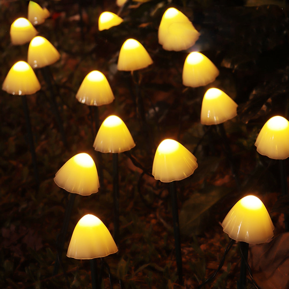 LED Solar Mushroom String Lights Outdoor