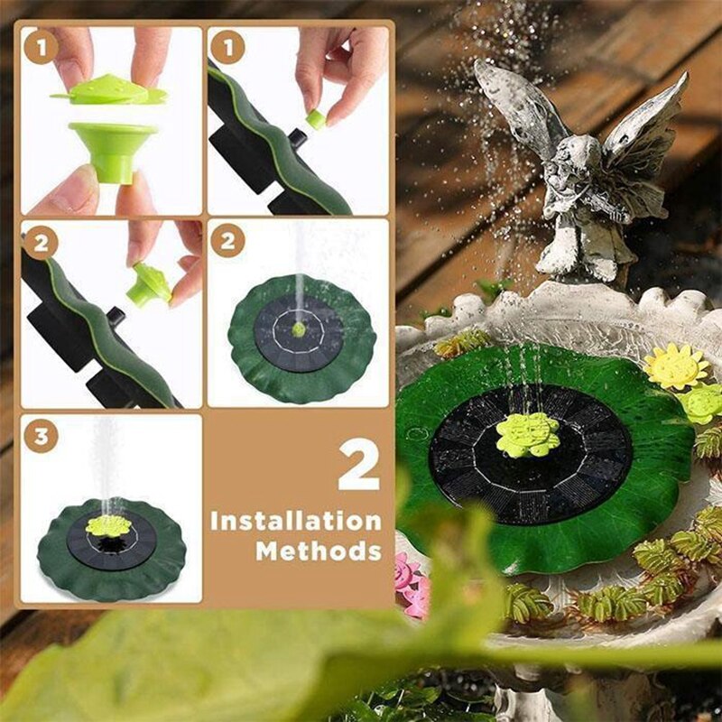 Floating Lotus leaf Mini Solar Waterfall Fountain