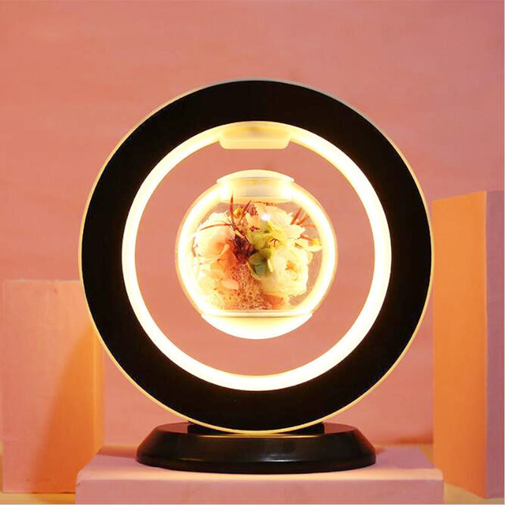 Magnetic Levitation Immortal Flower LED Home Decor Night Lamp