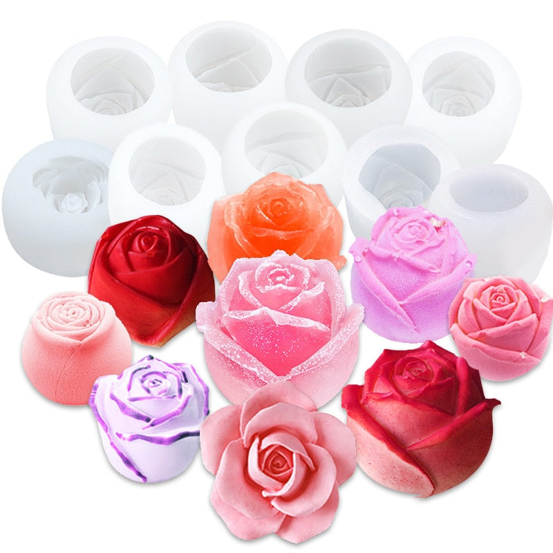 3D Silicone Rose Shape Ice Cube Mold