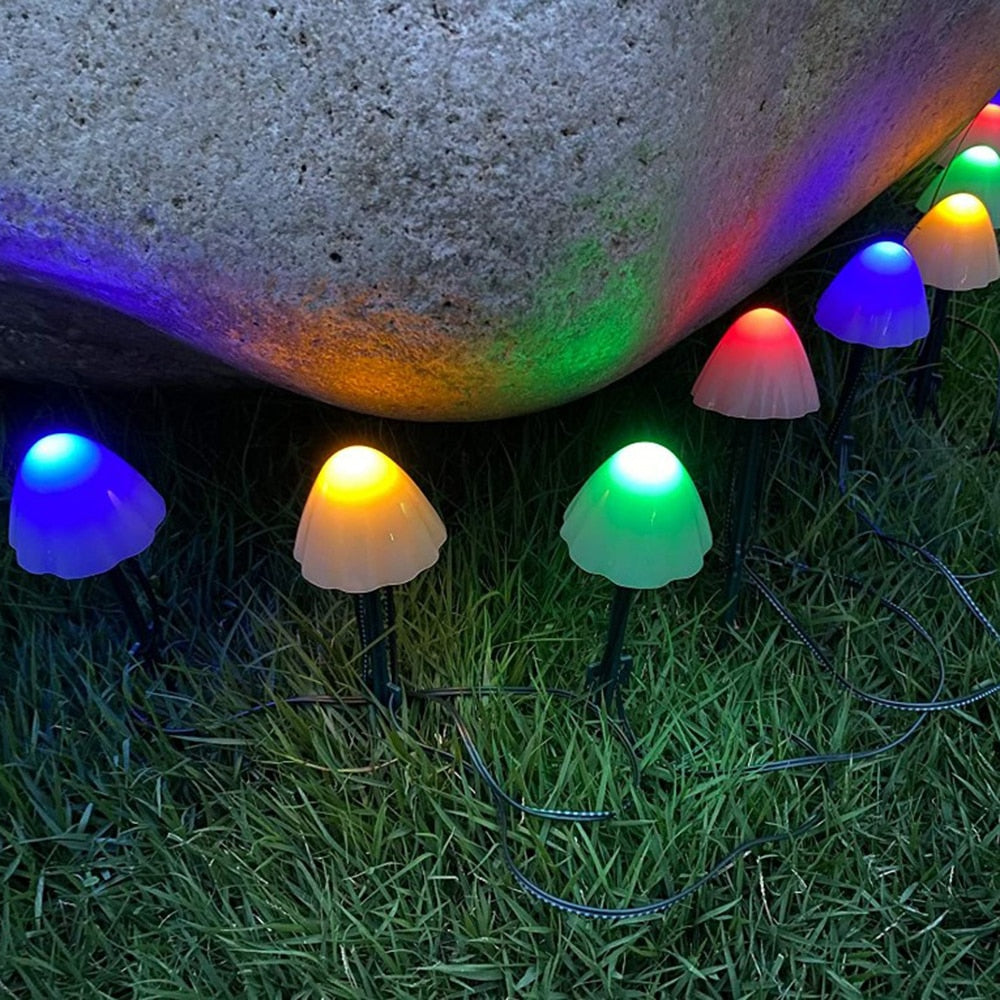 LED Solar Mushroom String Lights Outdoor