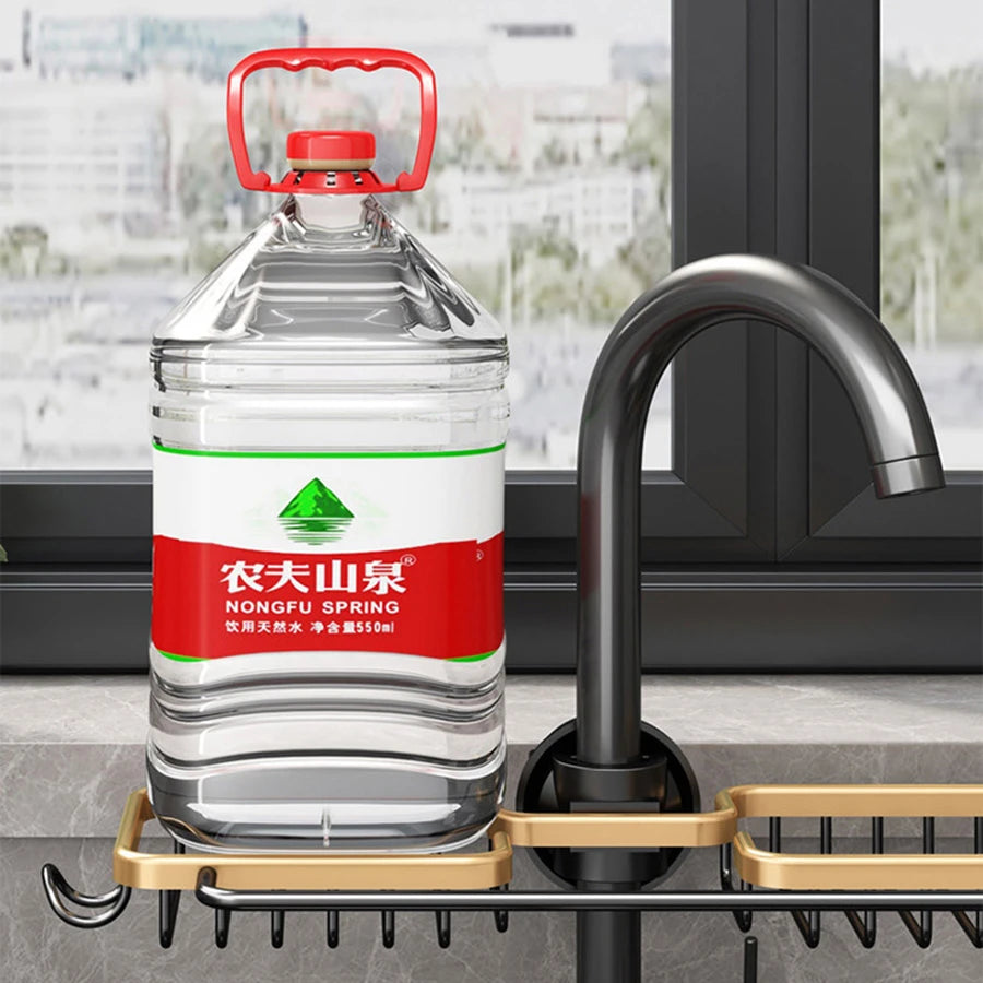 KITCHEN SPACE ALUMINUM SINK DRAIN RACK SPONGE STORAGE