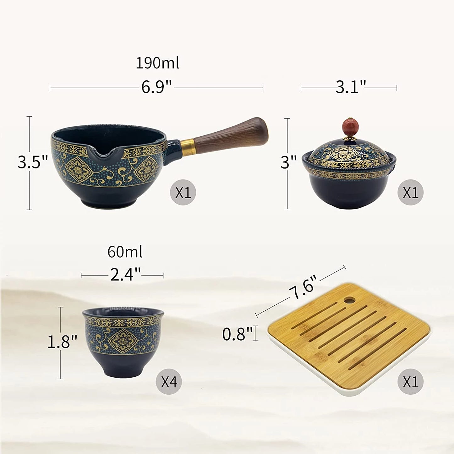 PORCELAIN CHINESE GONGFU TEA SET