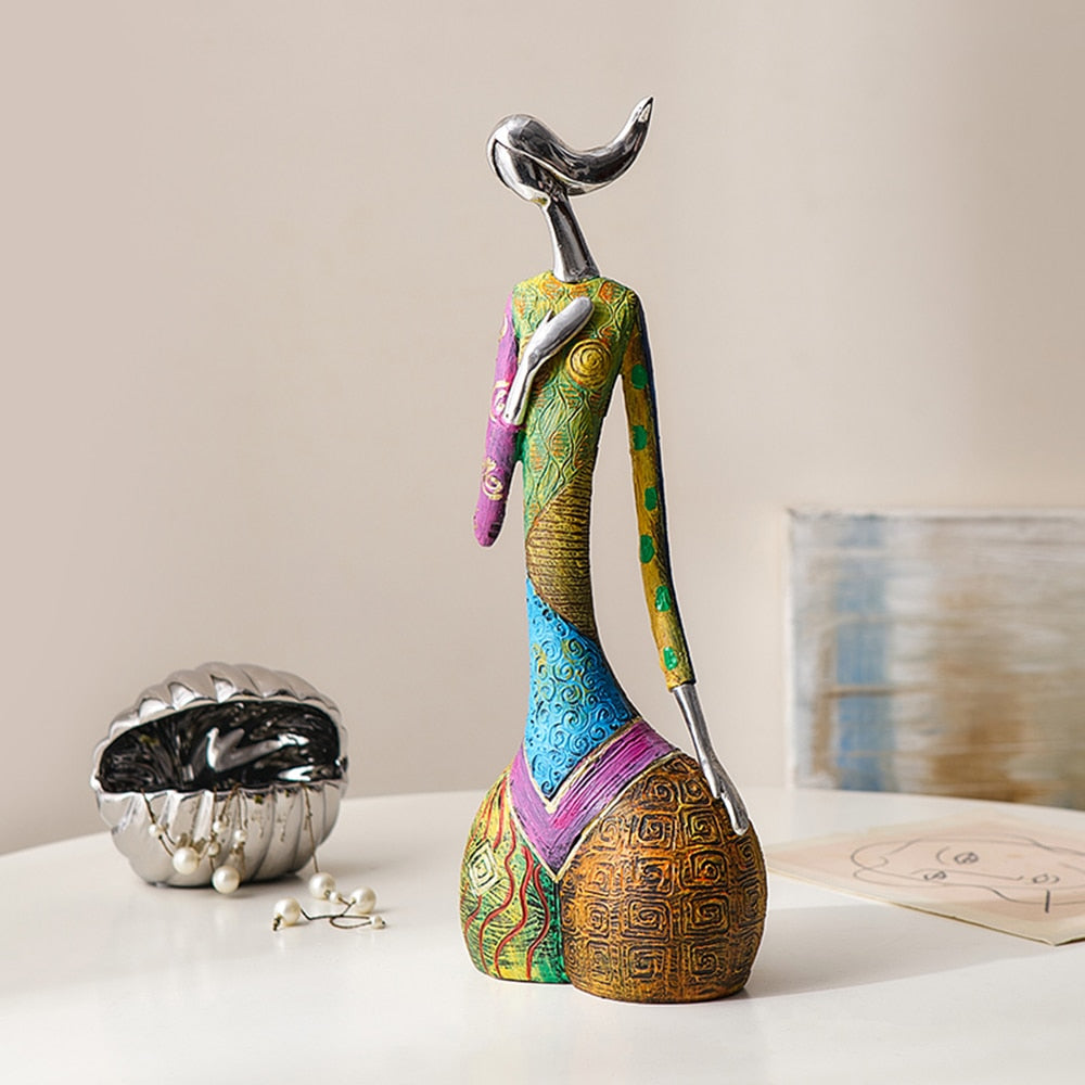 Colorful Abstract Art Yoga Women Sculpture Statue