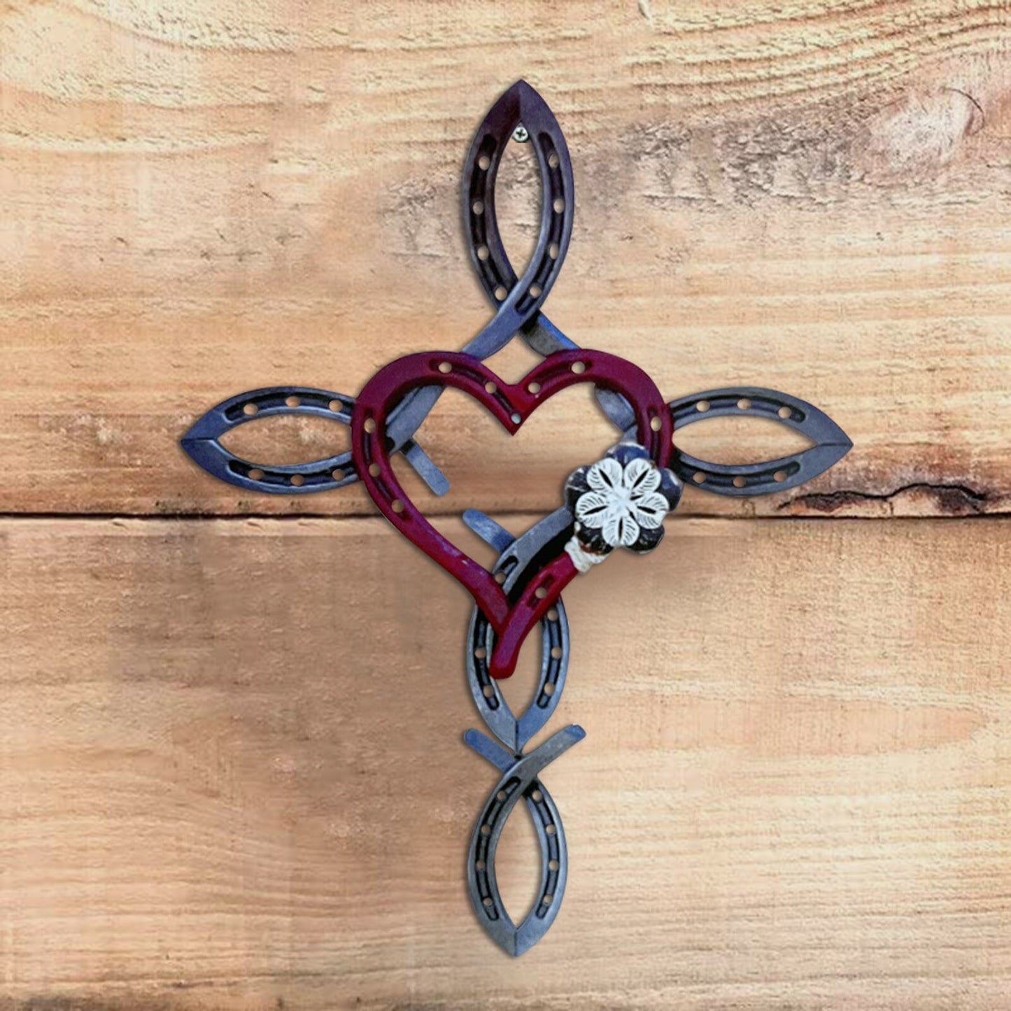 Natural Horseshoe Cross With Heart