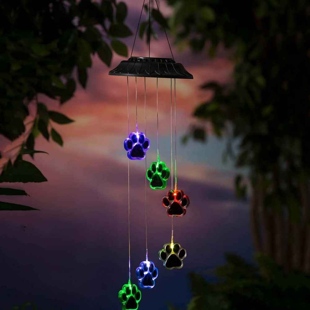 Paw Prints Solar Garden Wind Chime