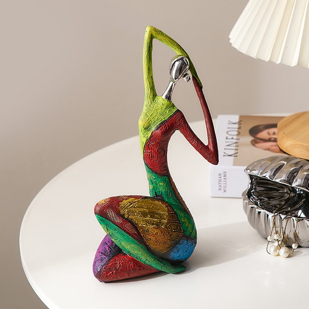 Colorful Abstract Art Yoga Women Sculpture Statue