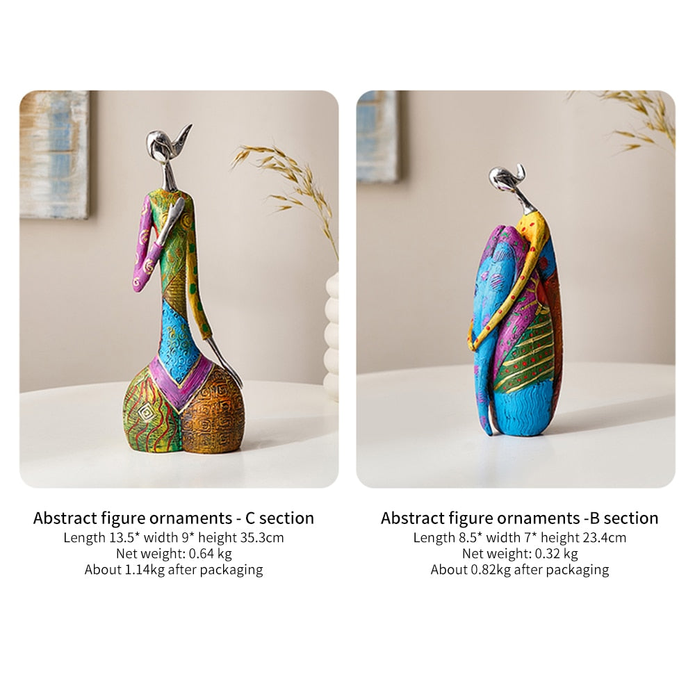 Colorful Abstract Art Yoga Women Sculpture Statue