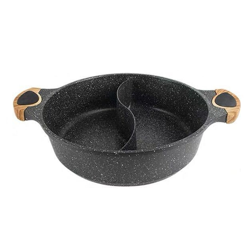 Non-Stick Medical Stone Shabu Hot Pot with Divider Lid