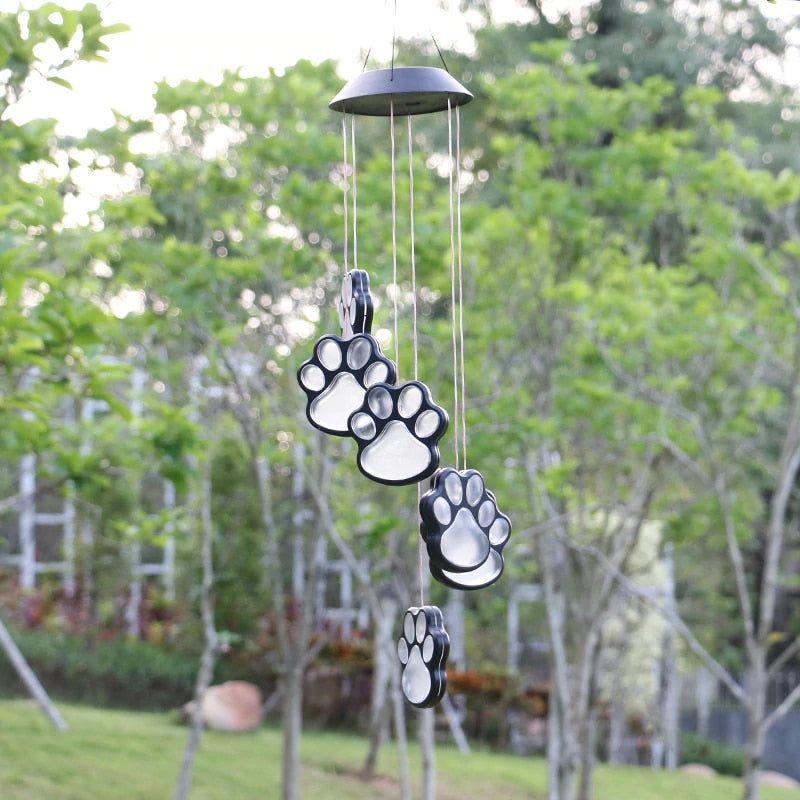 Paw Prints Solar Garden Wind Chime