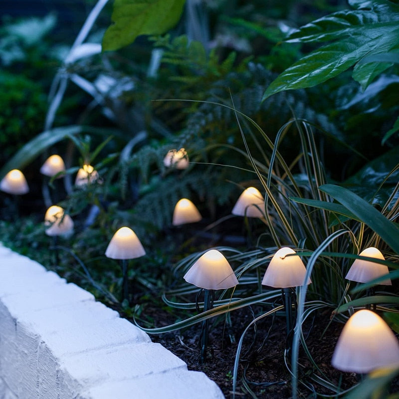 LED Solar Mushroom String Lights Outdoor