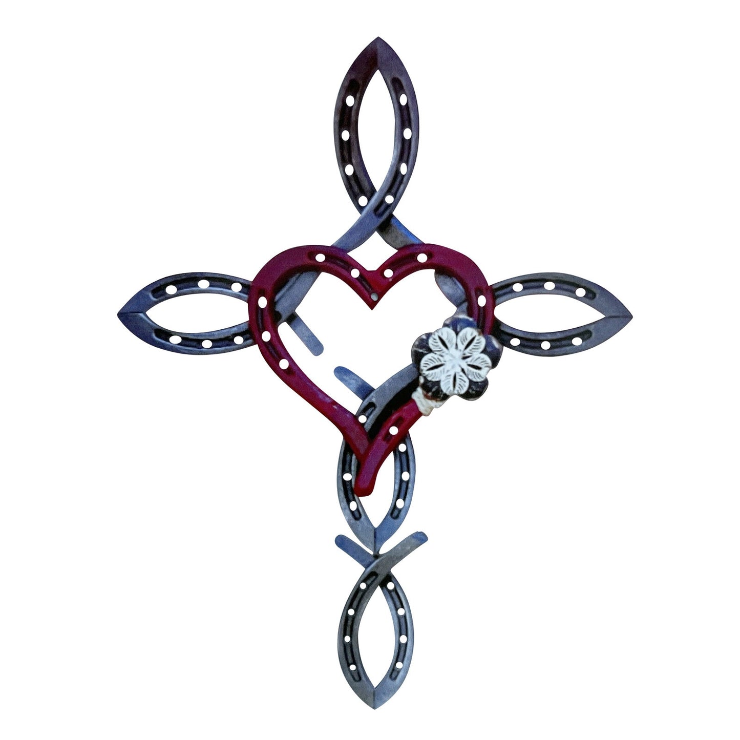 Natural Horseshoe Cross With Heart