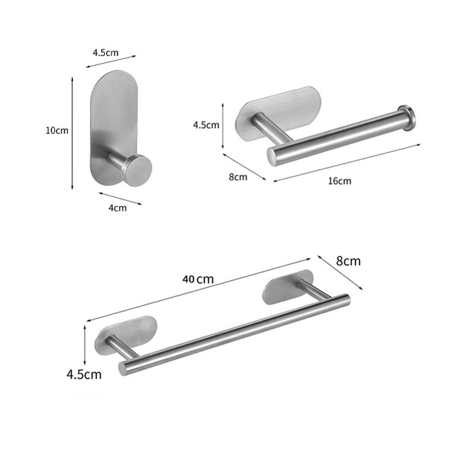 NO DRILLING STAINLESS STEEL SELF-ADHESIVE TOWEL BAR