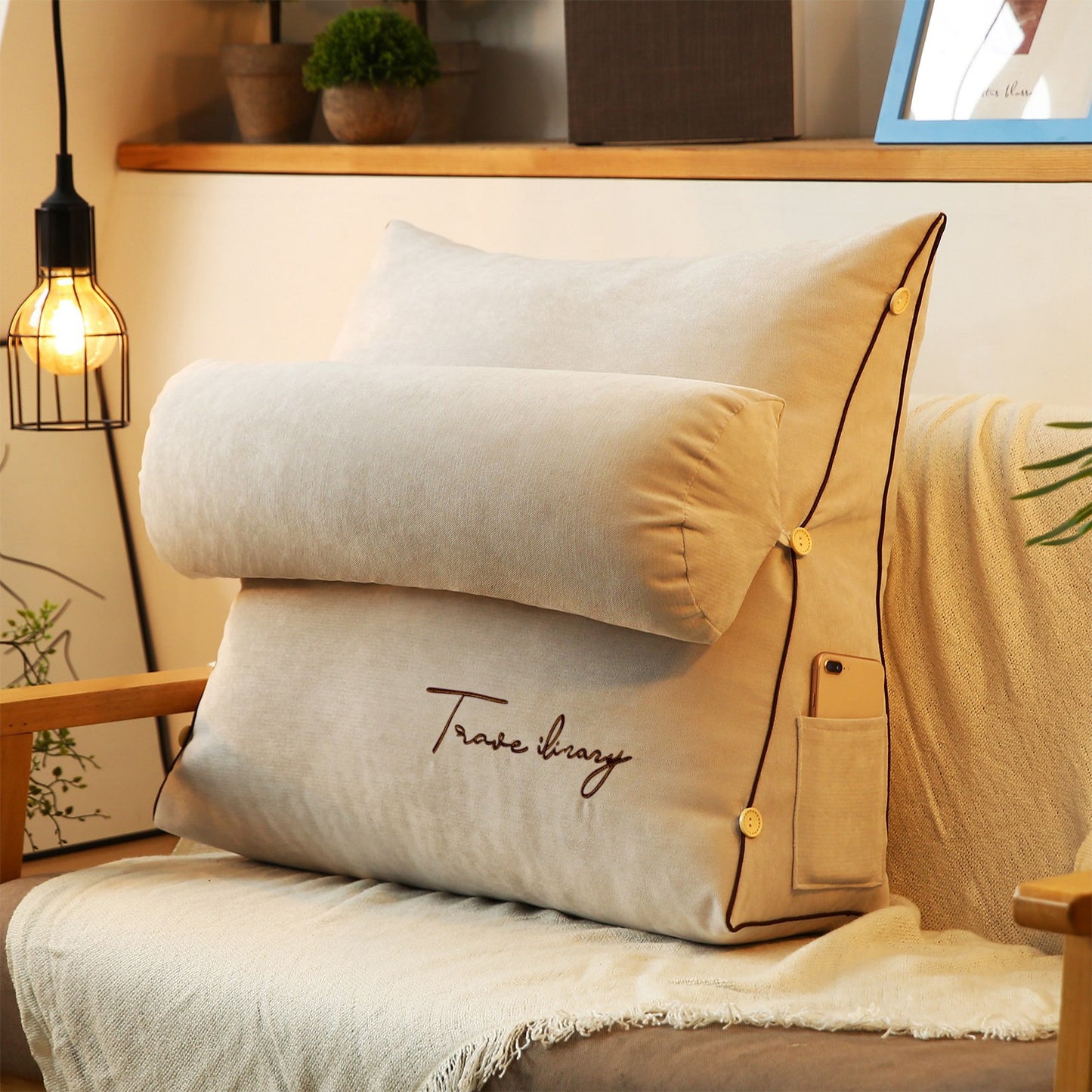 Triangle Reading Pillow Sofa Waist Cushion Pillow Soft Back Rest