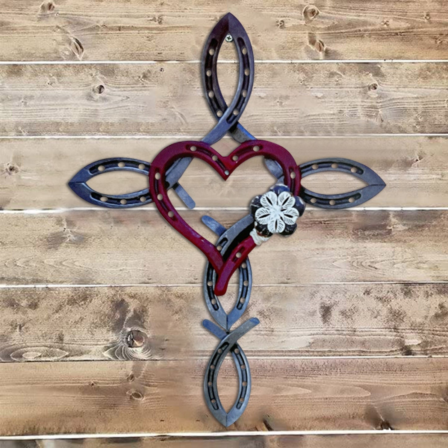 Natural Horseshoe Cross With Heart