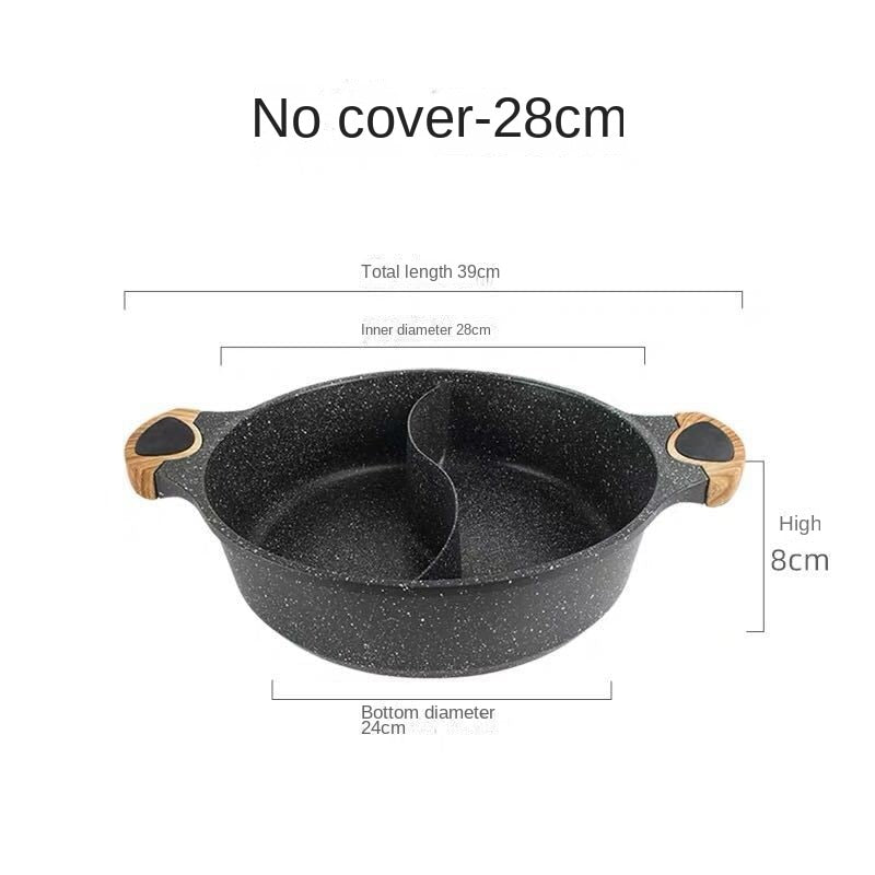 Non-Stick Medical Stone Shabu Hot Pot with Divider Lid